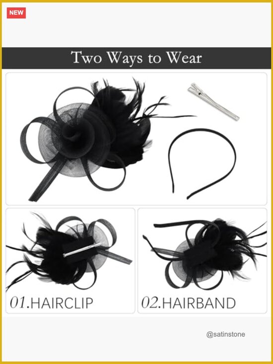 8 Pcs Fascinator Hats with Feathers for Women, Derby Tea Party Hat, Headband & main image 5